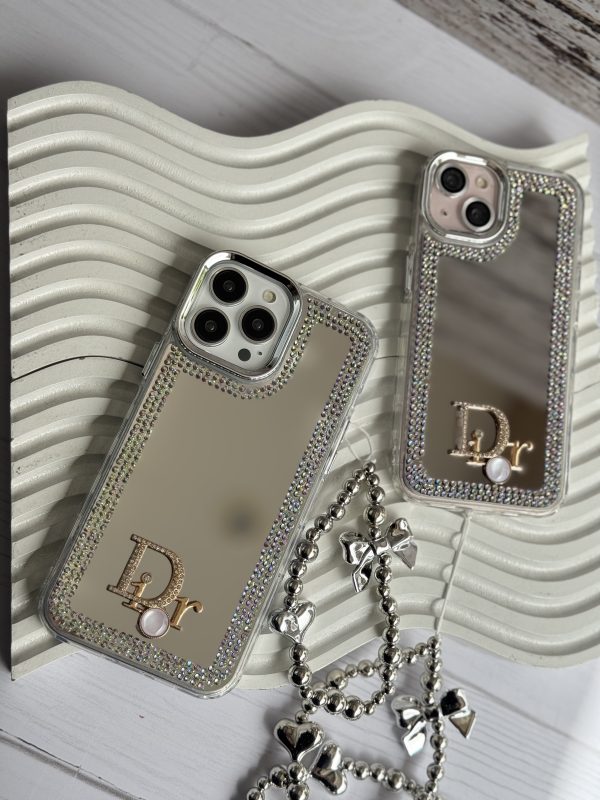 قاب Dior آینه ای دور نگین با آویز قلبی پاپیونی (کدC1989) - Image 4