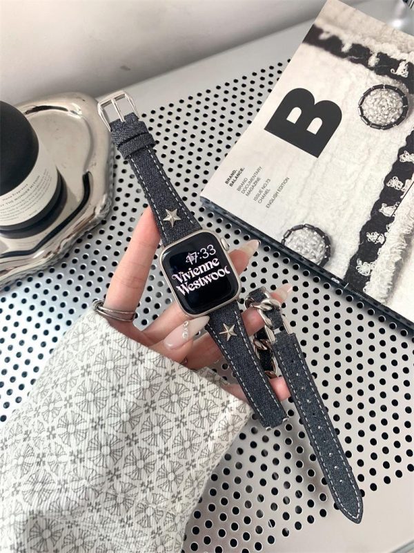 بند اپل واچ Chanel زنجیر کارتیر 2 دور  (کدw5004)