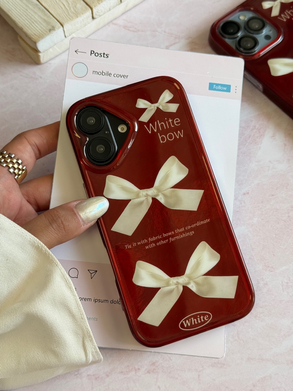 قاب چری white bow آیفون (کدC2095) - تصویر 5