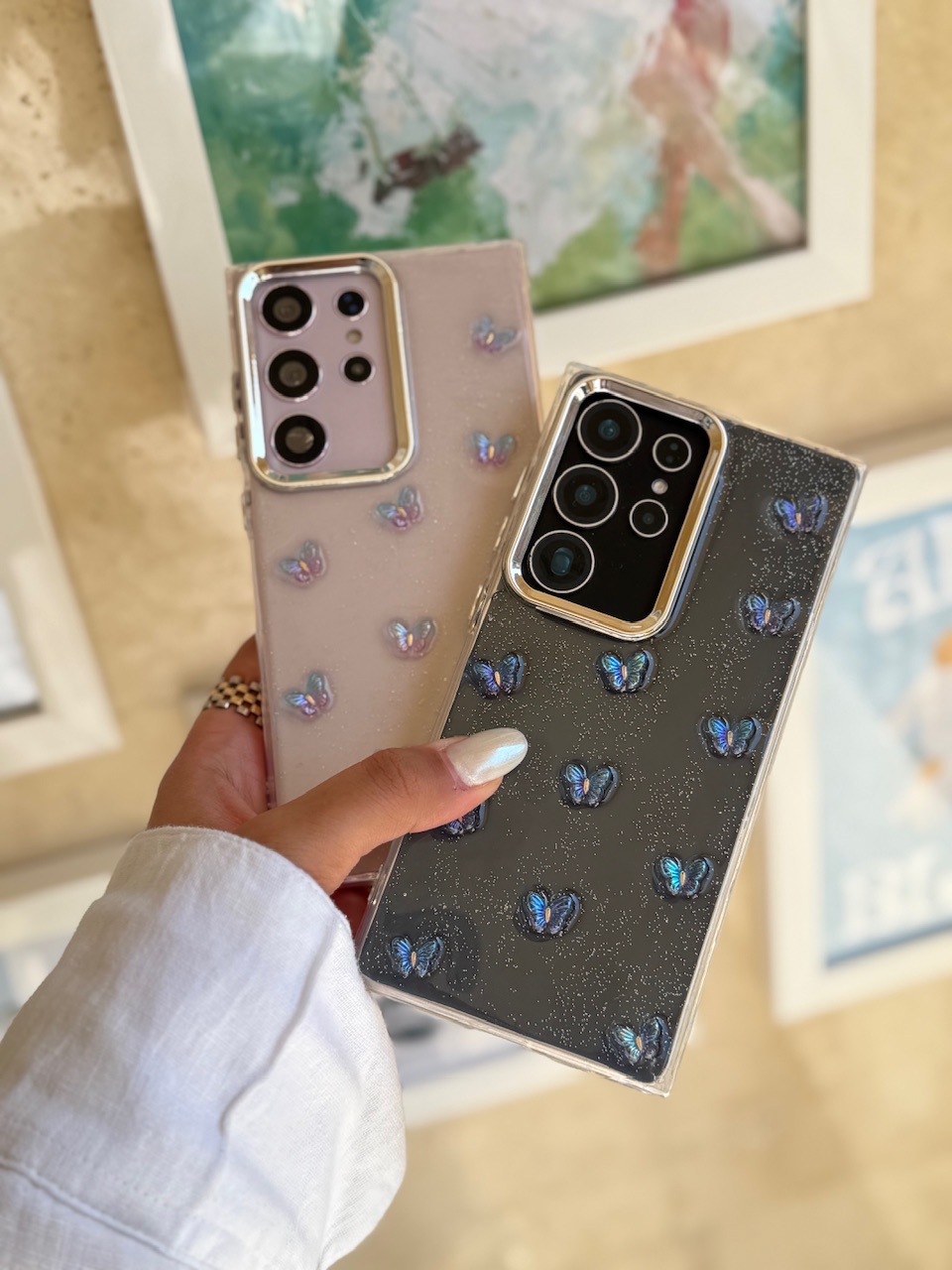 قاب پروانه رنگی زمینه شاینی (کدC2108)