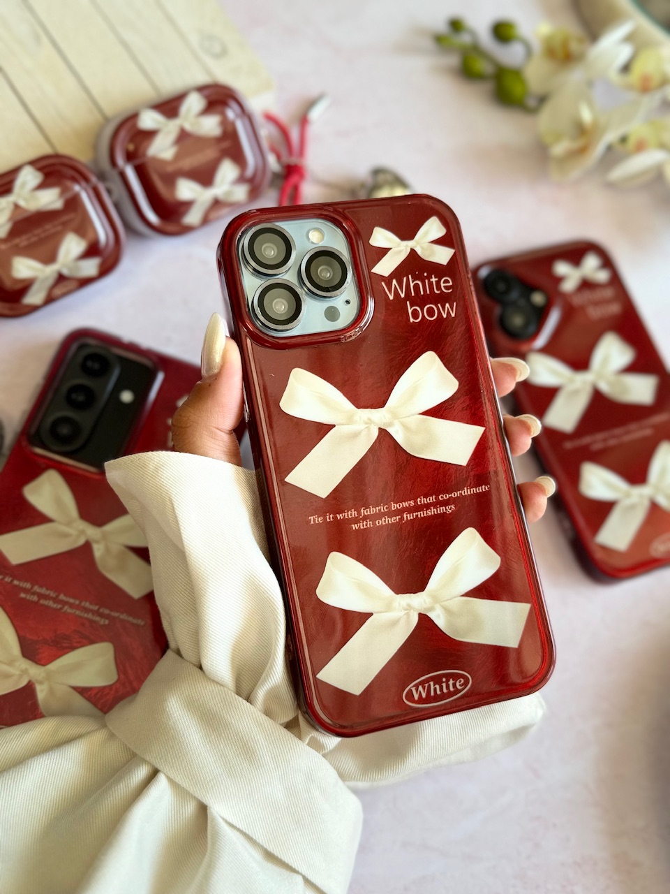 قاب چری white bow آیفون (کدC2095) - تصویر 4