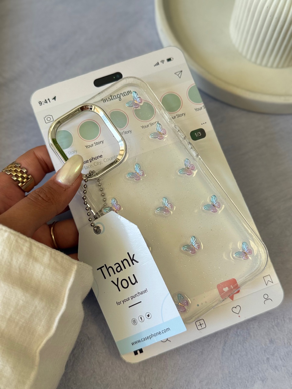 قاب پروانه رنگی زمینه شاینی (کدC2108) - تصویر 7