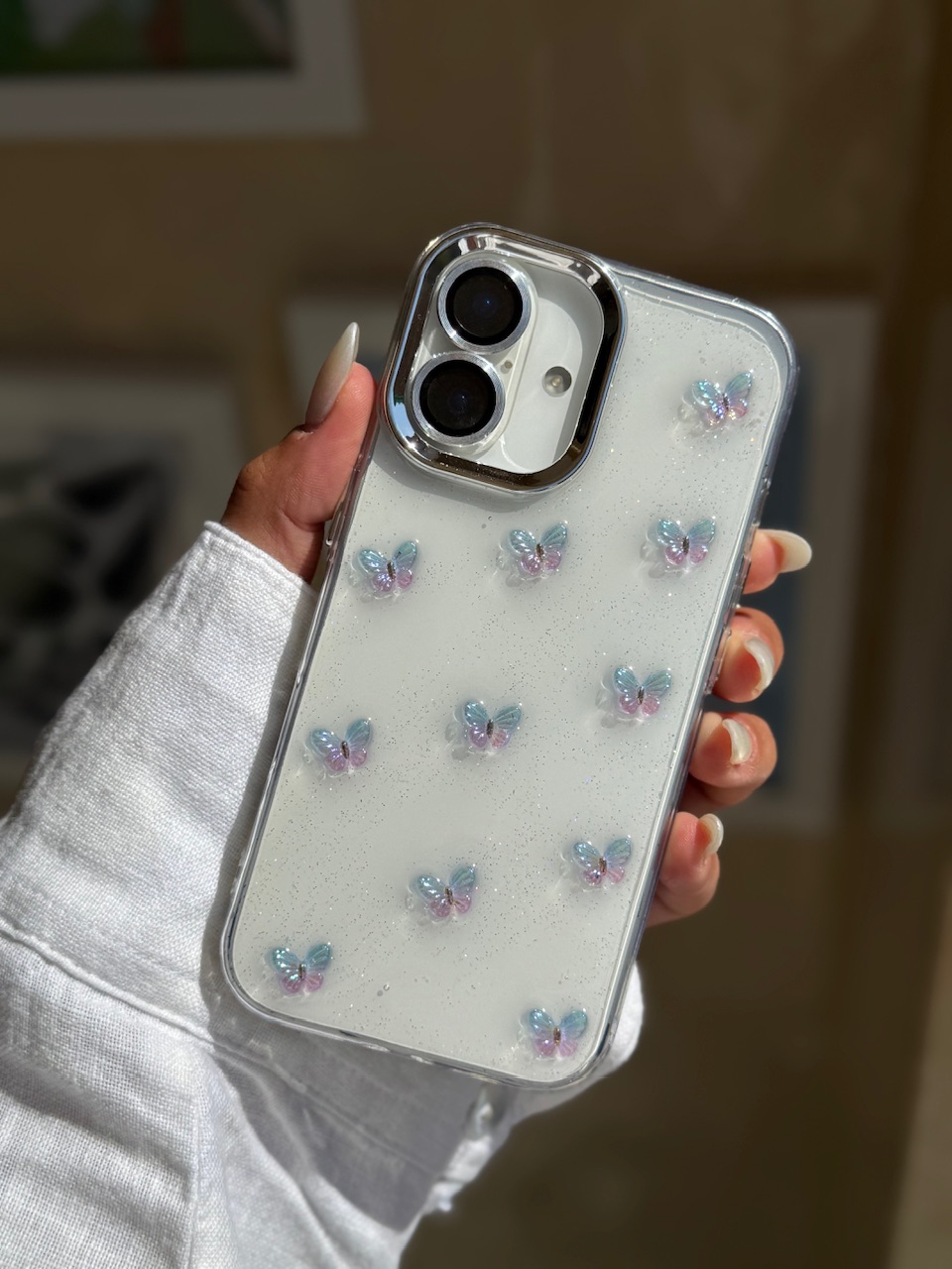 قاب پروانه رنگی زمینه شاینی (کدC2108) - تصویر 5