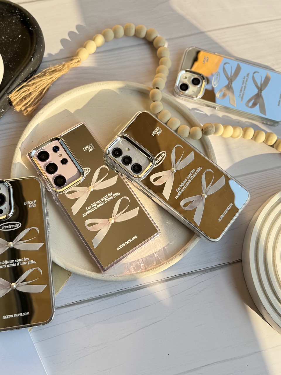 قاب Papillon آینه ای مروارید سفید (کدC1859) - تصویر 3