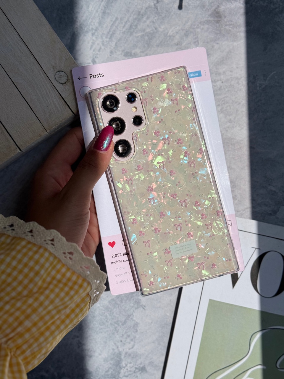 قاب يخي ريبون و گل اندرويدي (کدC2058)