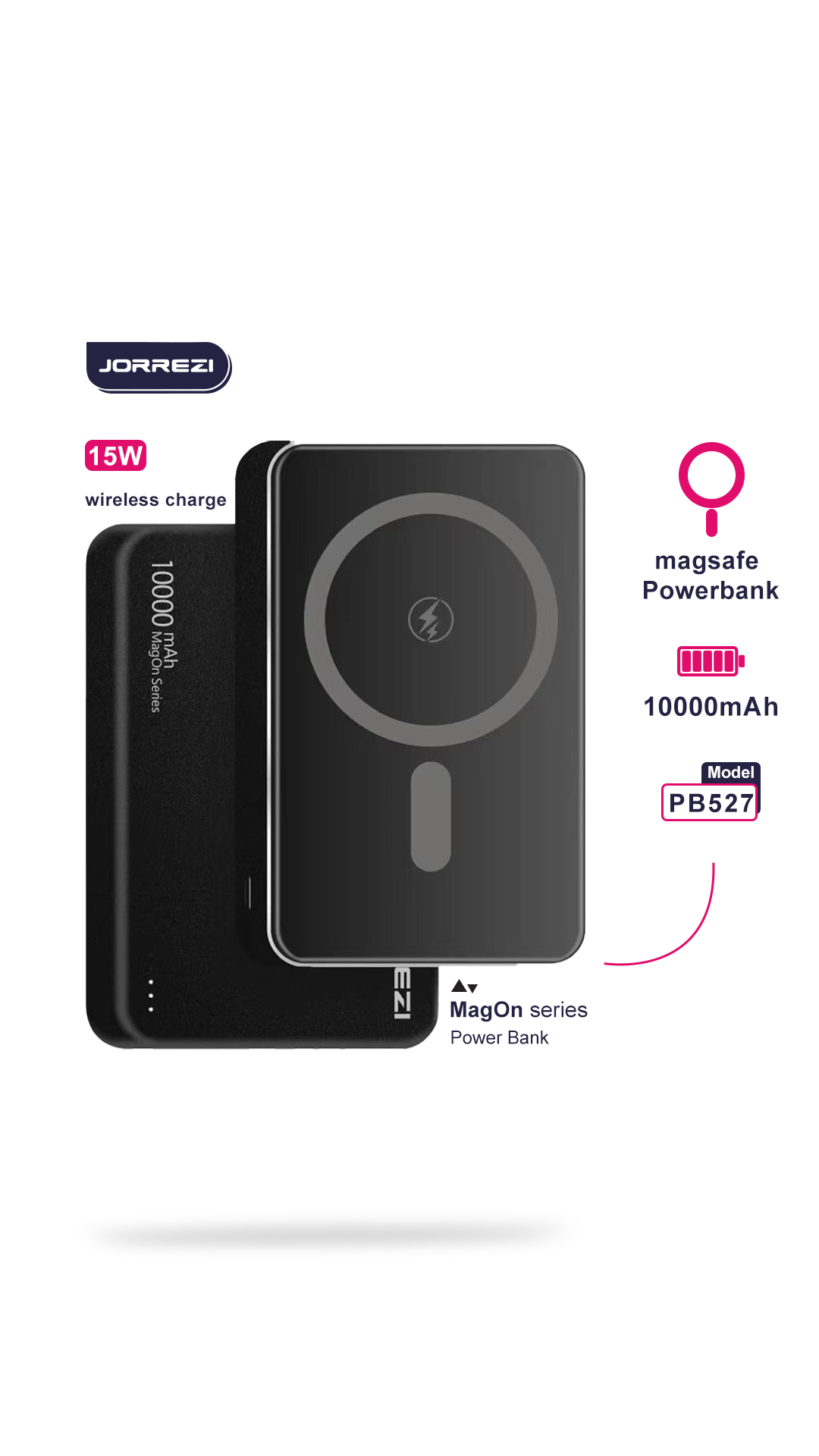 پاور بانک 10 هزار MagOn Series برند JORREZI  (کدB9016) - تصویر 7