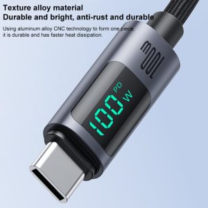 کابل شارژ سریع یسیدو Yesido CA158 Type‑C وات Type‑C 100 به طول 1.2 متر